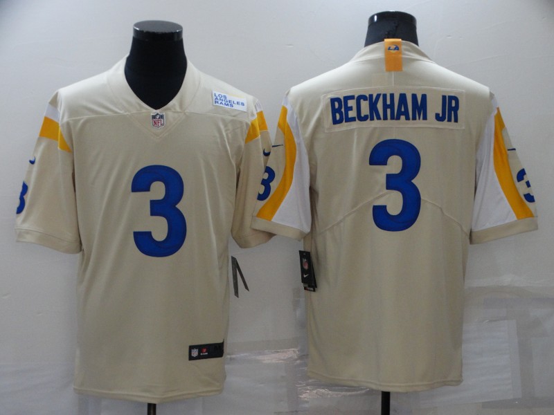 Men's Los Angeles Rams Odell Beckham Jr. #3 Beige Jersey
